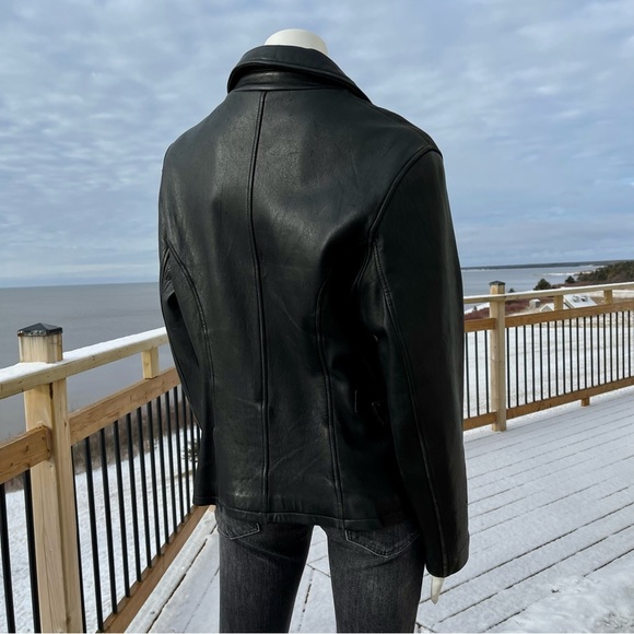 Vintage Leather Black Blazer Trench Jacket Buttery Soft - Picture 6 of 15